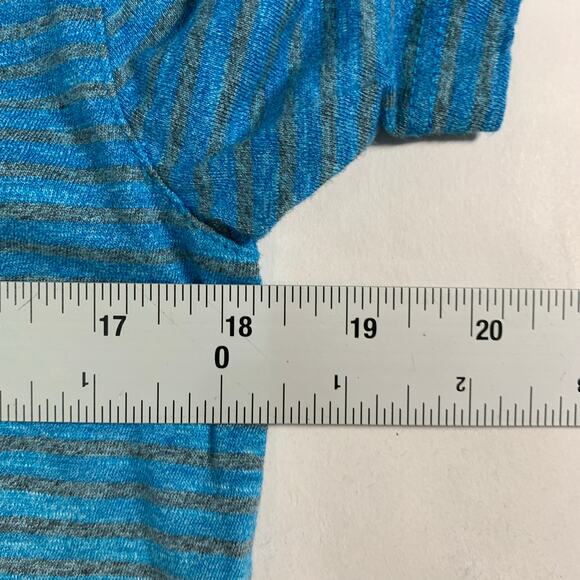 Lords of Harlech S NEW Mens V Neck T Shirt Striped Aqua Short Sleeve Active - Picture 6 of 8